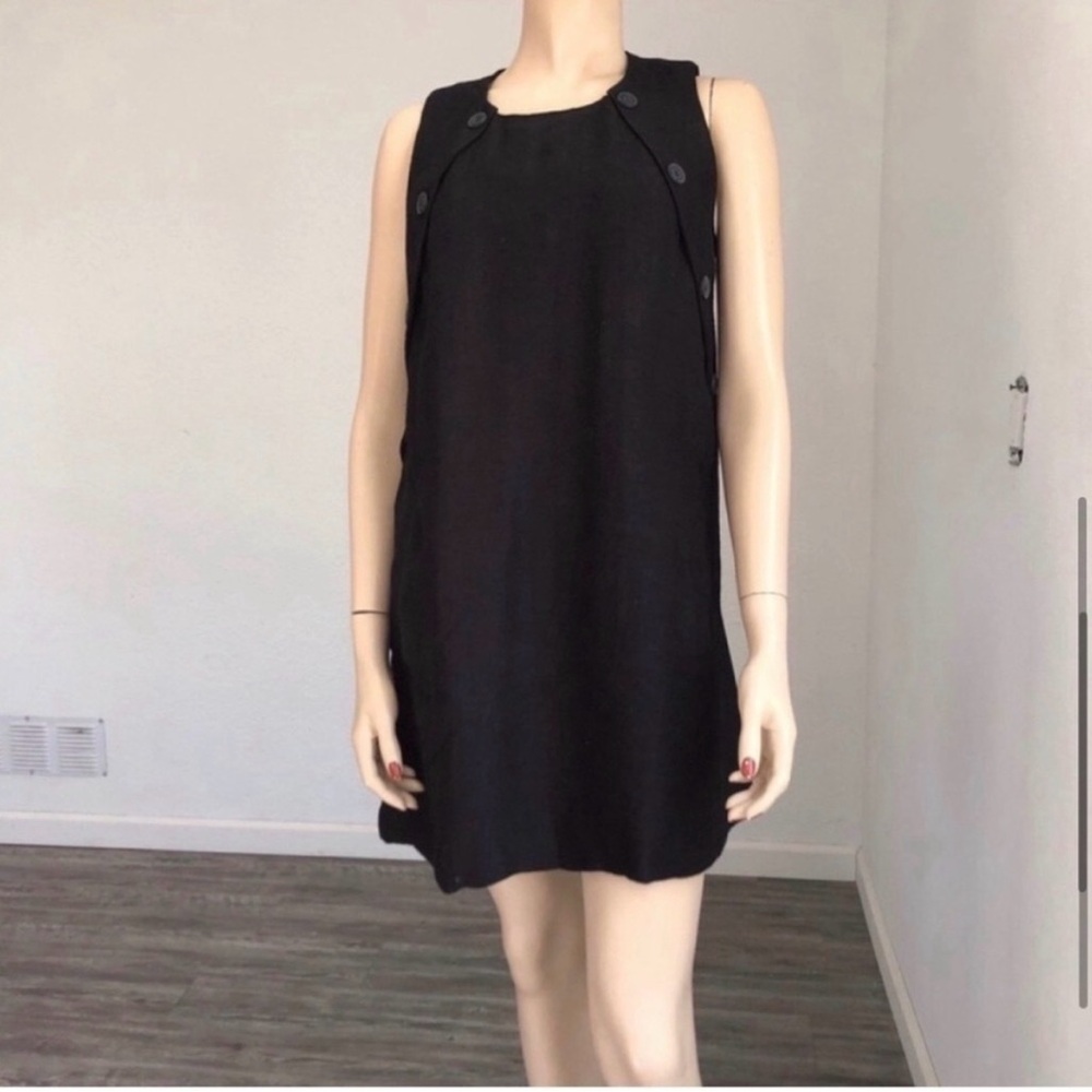 I Heart Ronson Black Mini Dress Sleeveless With Button-Trim Shoulders View 6
